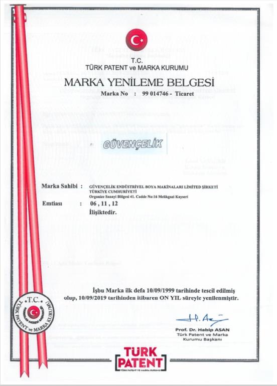 GUVENCELIK MARKA TESCİL2029